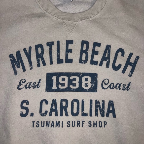 J.O&CO Vintage Style Tan and Navy Crewneck Longsleeve Sweatshirt - Picture 2 of 5